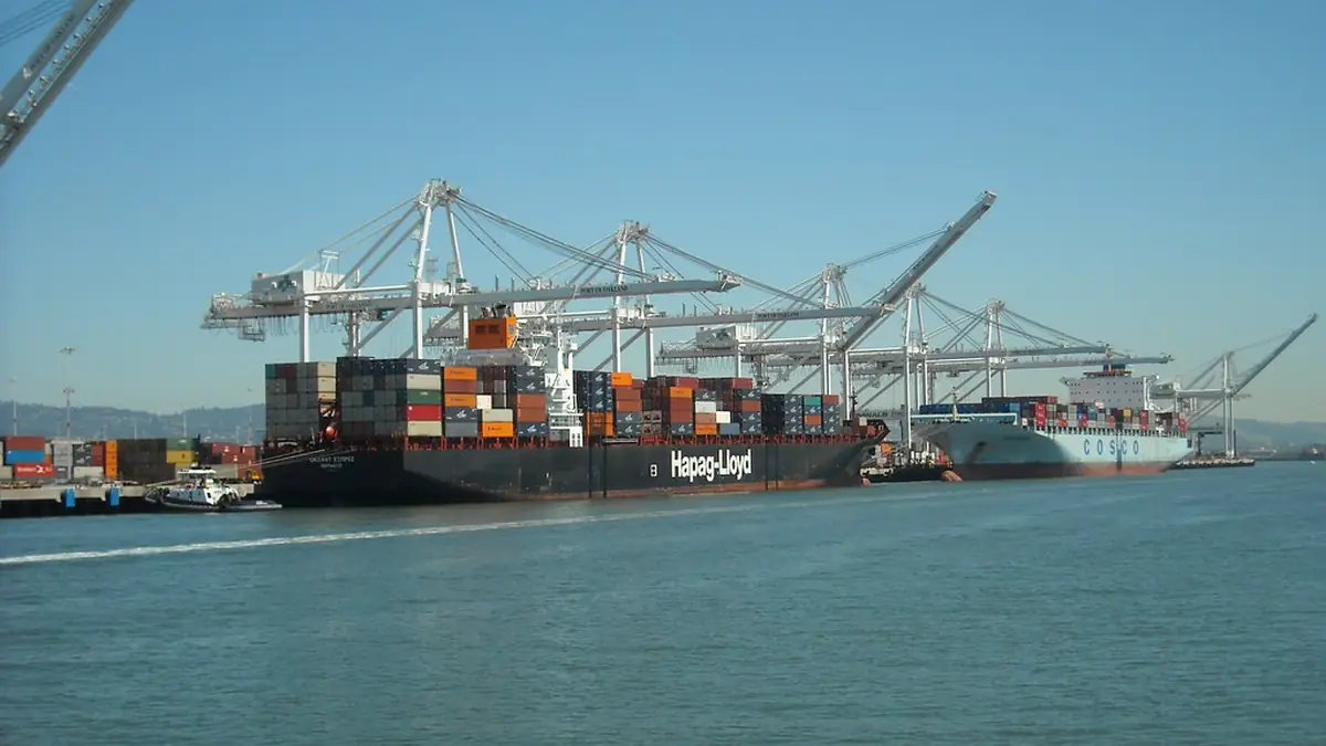 Container ship alongside at a terminal