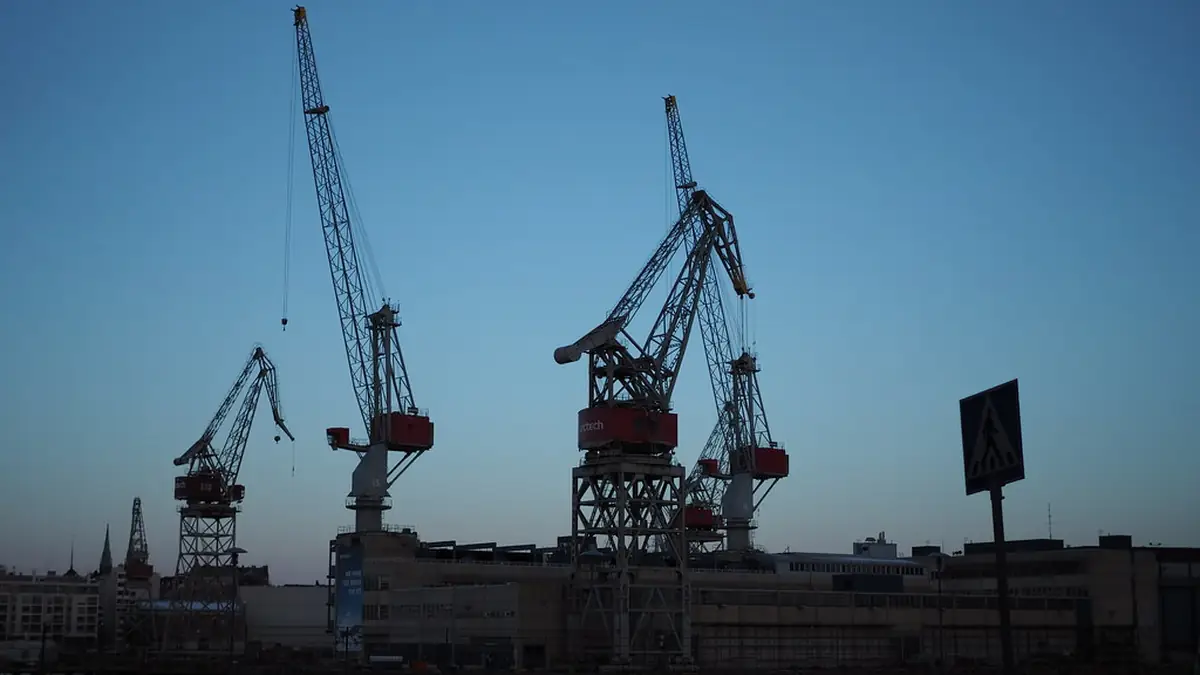 Cranes working a ship in port