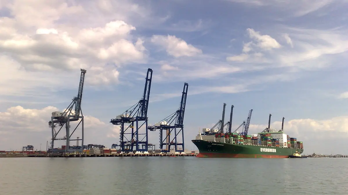 Cargo ship working at berth